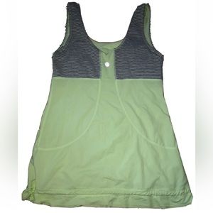 LULULEMON ATHLETICA Lime Green Striped Lightweight SINGLET TANK Top 
size 6